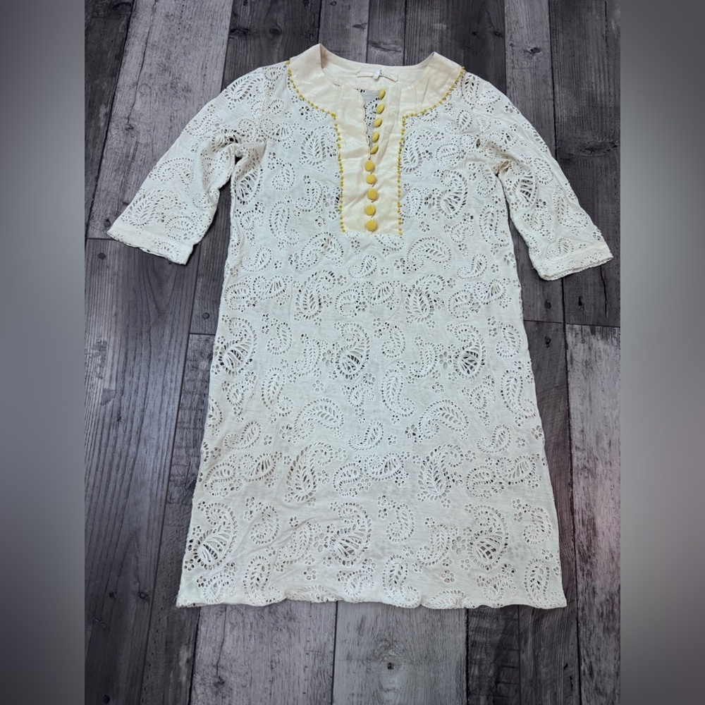 Phillip Lim 3.1 White Paisley Lace Motif Antique Button Dainty Cottage Dress
